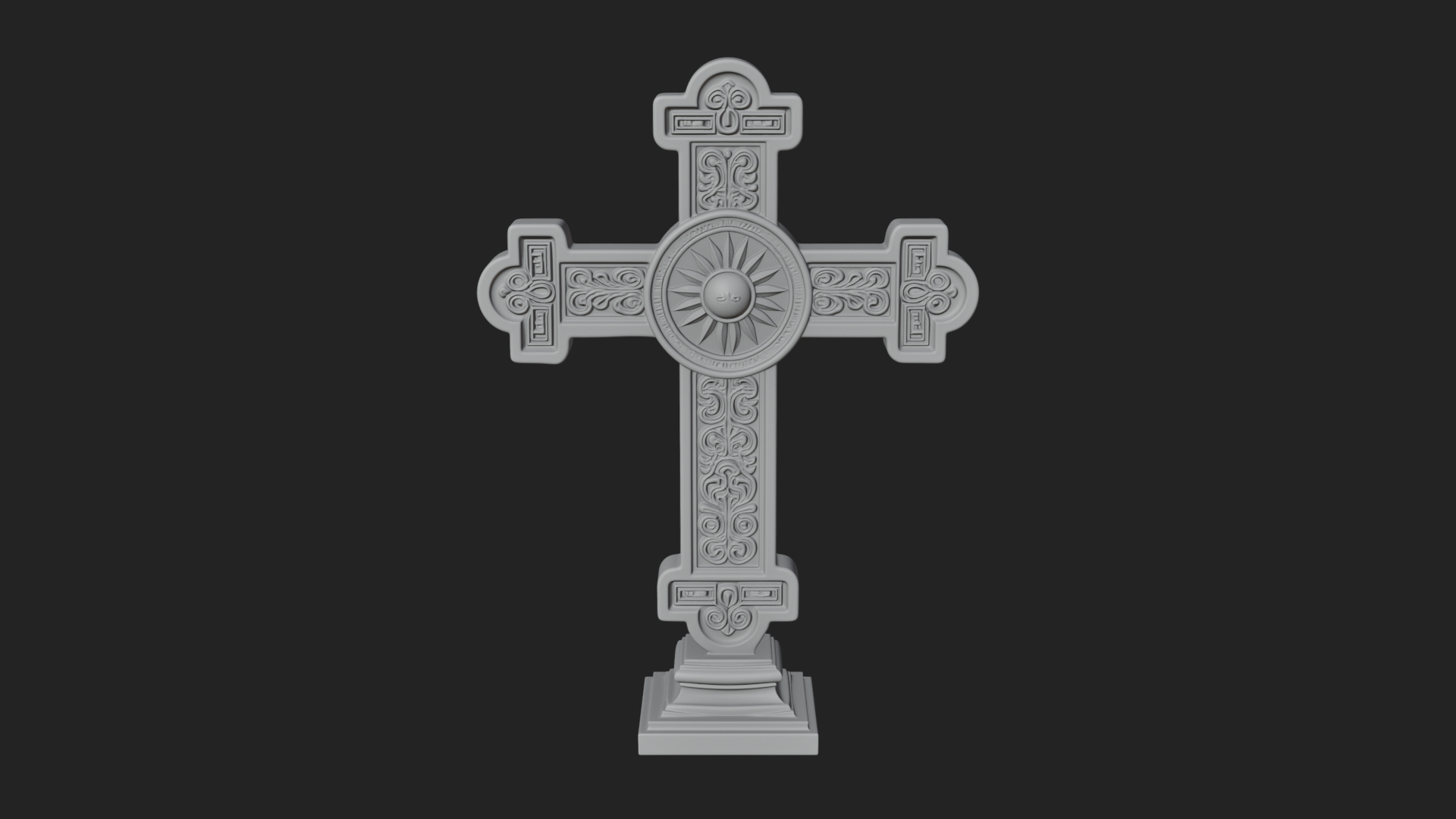 Carved Relief Wall Cross Design 434 3D Print Model 3D Model