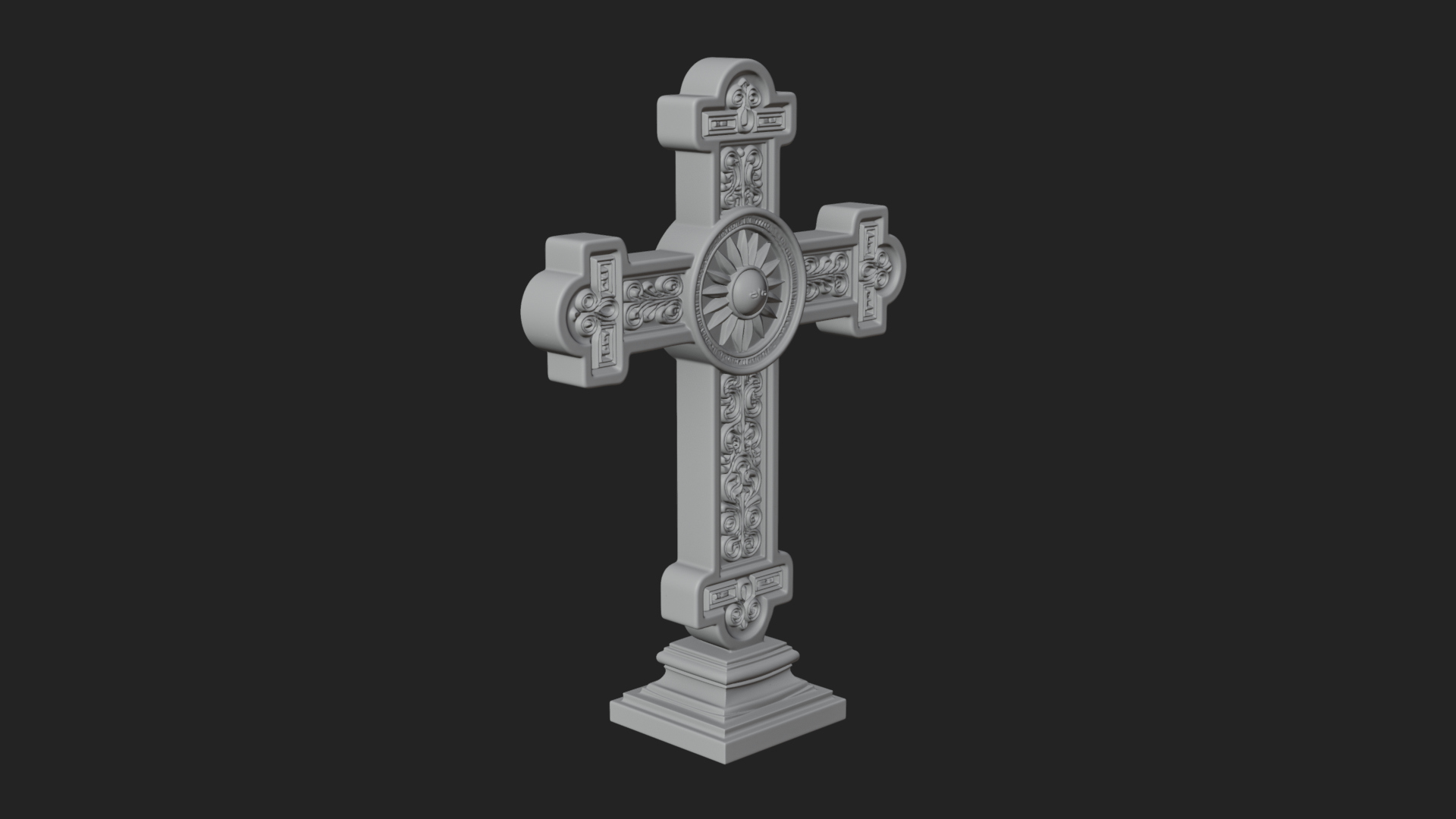 Carved Relief Wall Cross Design 434 3D Print Model 3D Model