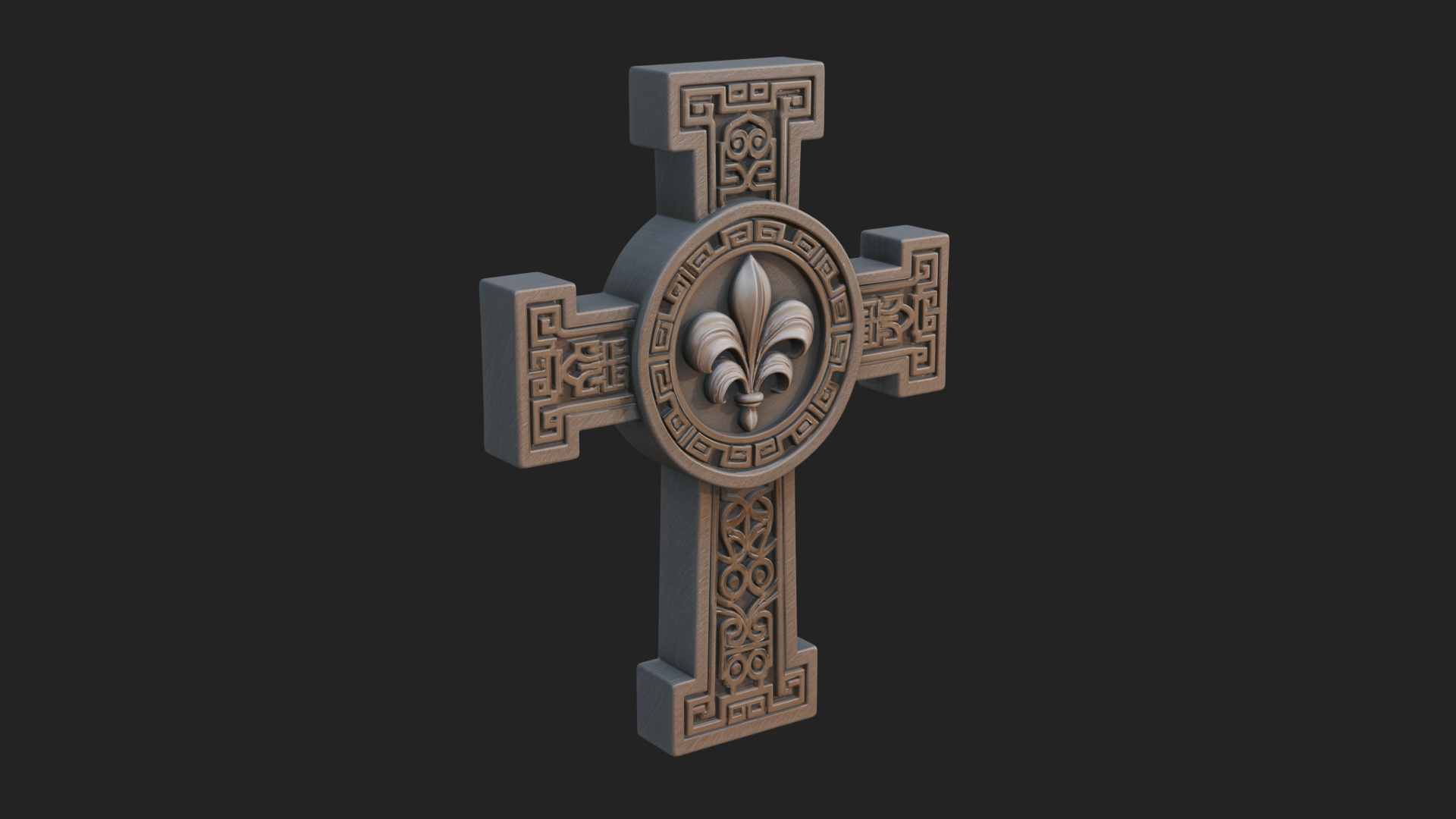 Carved Relief Wall Cross Design 435 3D Print Model 3D Model
