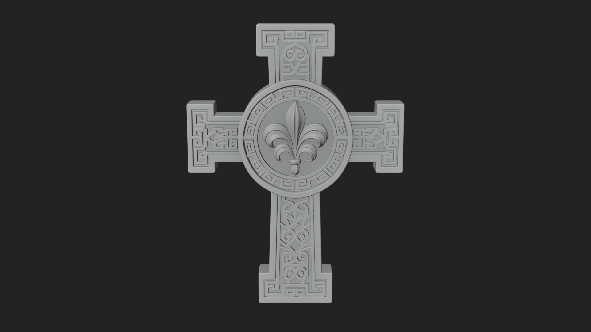 Carved Relief Wall Cross Design 435 3D Print Model 3D Model