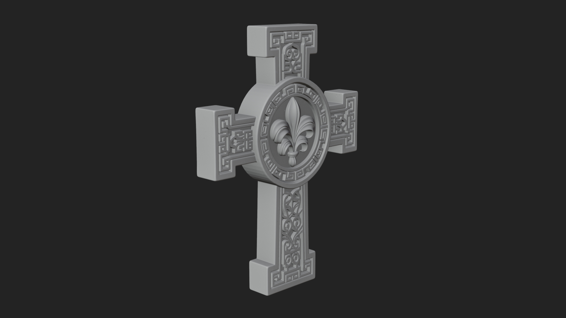 Carved Relief Wall Cross Design 435 3D Print Model 3D Model