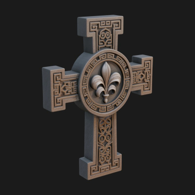 Carved Relief Wall Cross Design 435 3D Print Model