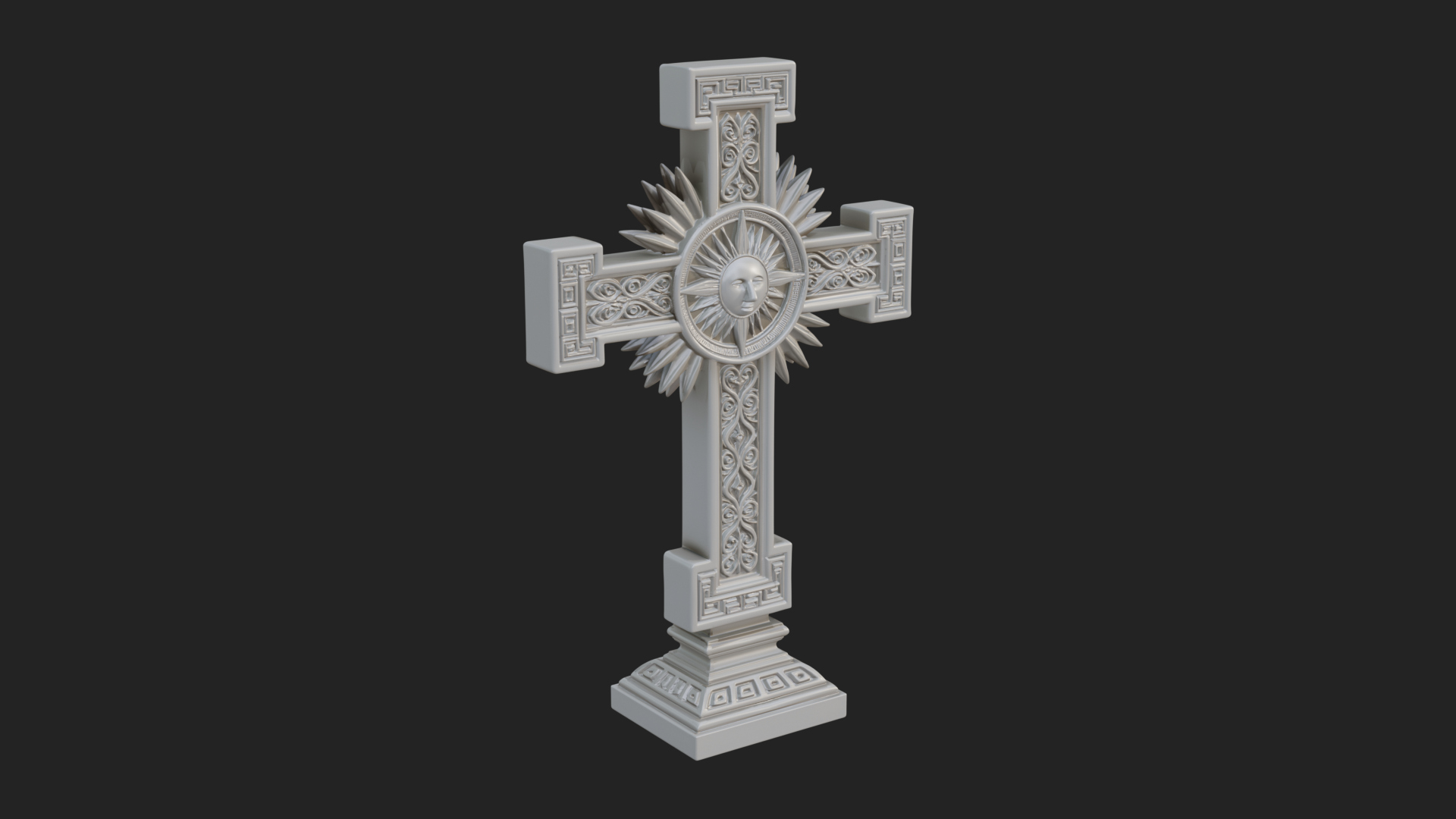 Carved Relief Wall Cross Design 436 3D Print Model 3D Model