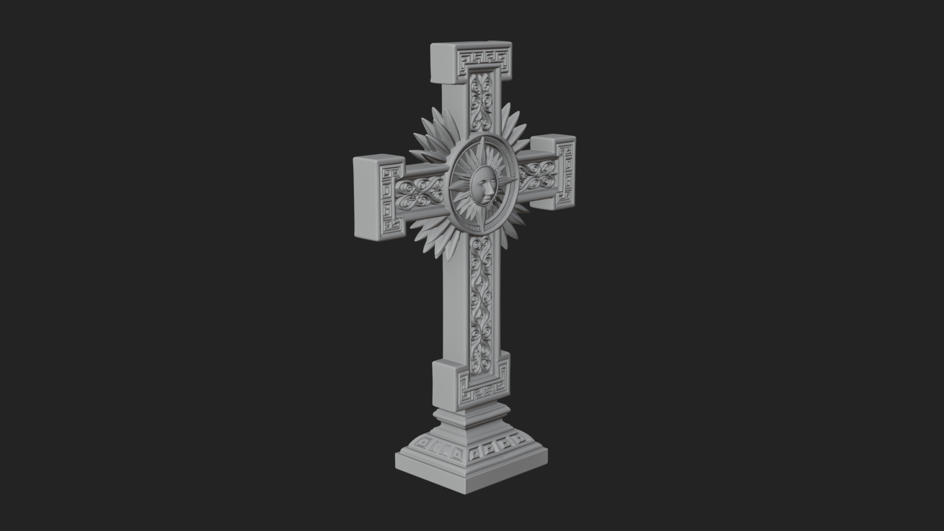 Carved Relief Wall Cross Design 436 3D Print Model 3D Model