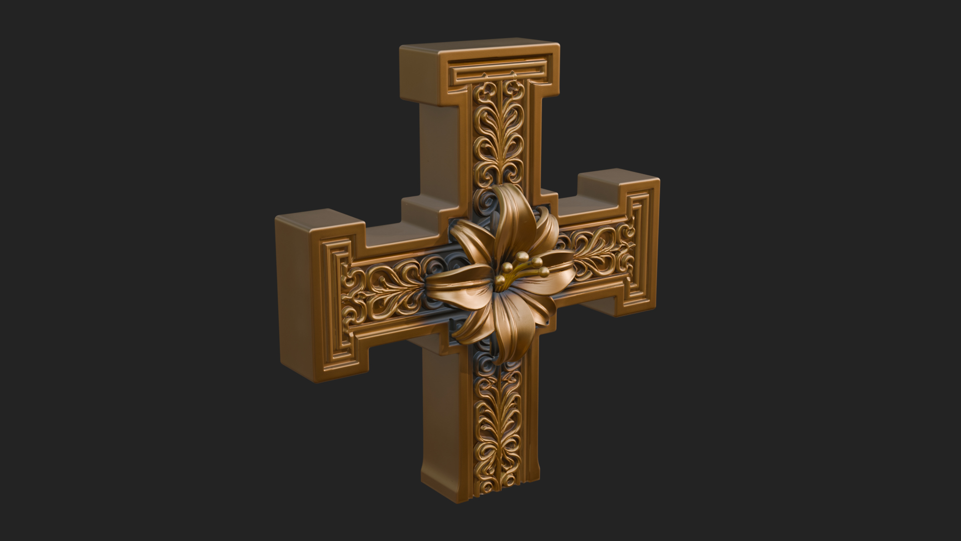 Carved Relief Wall Cross Design 437 3D Print Model 3D Model