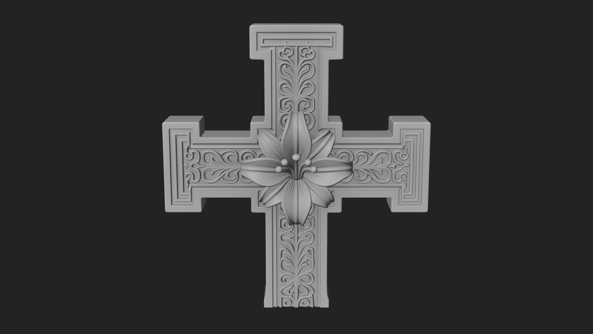 Carved Relief Wall Cross Design 437 3D Print Model 3D Model
