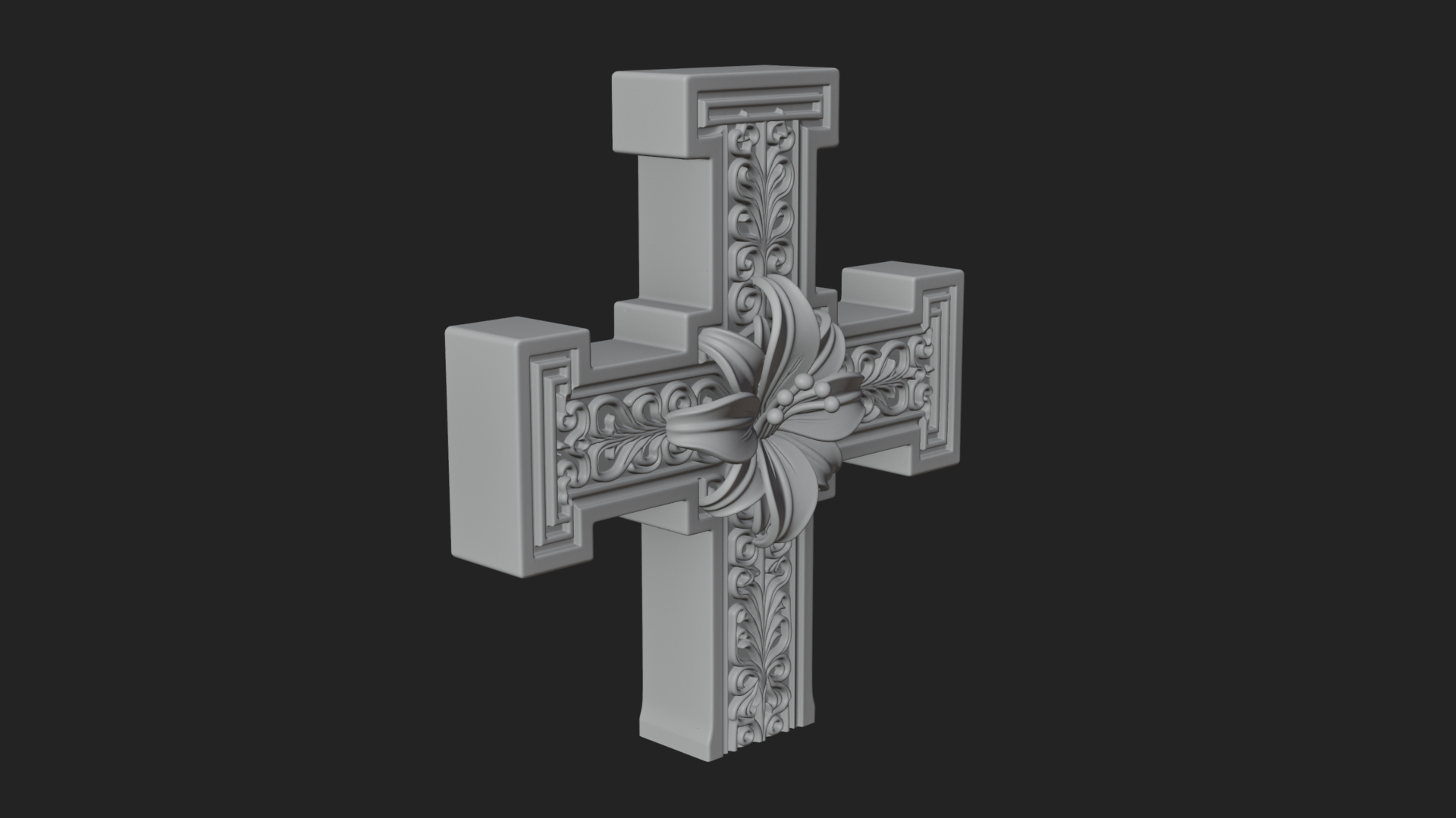 Carved Relief Wall Cross Design 437 3D Print Model 3D Model