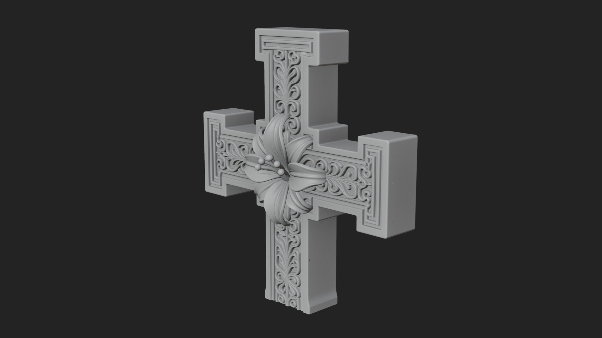 Carved Relief Wall Cross Design 437 3D Print Model 3D Model