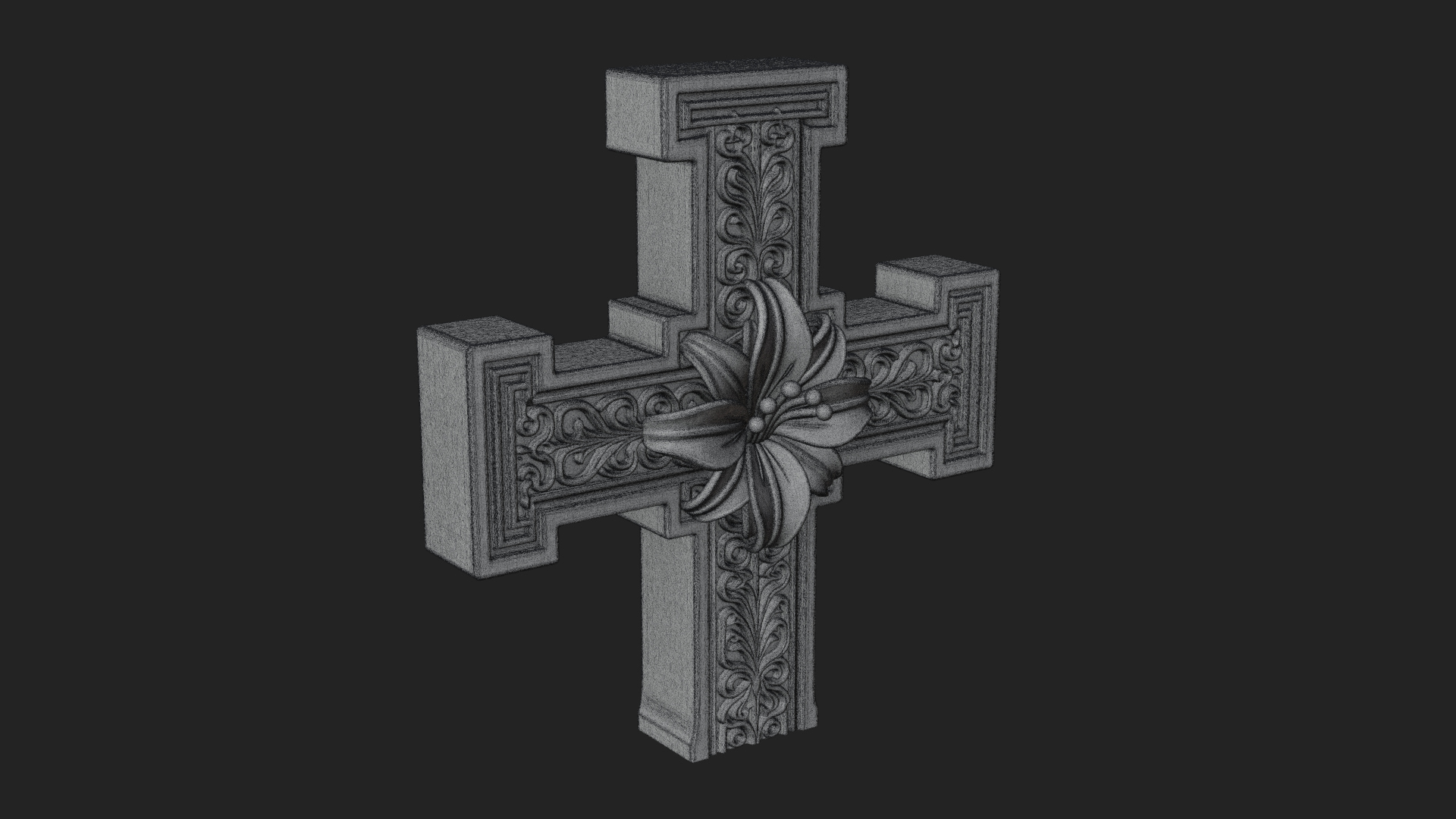 Carved Relief Wall Cross Design 437 3D Print Model 3D Model