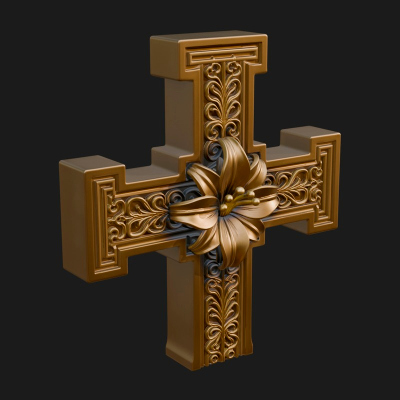 Carved Relief Wall Cross Design 437 3D Print Model