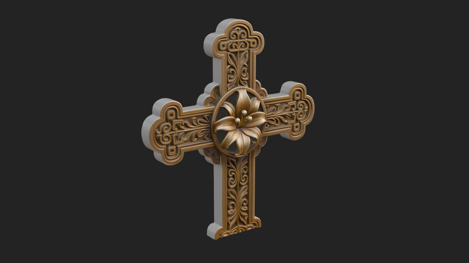 Carved Relief Wall Cross Design 438 3D Print Model 3D Model