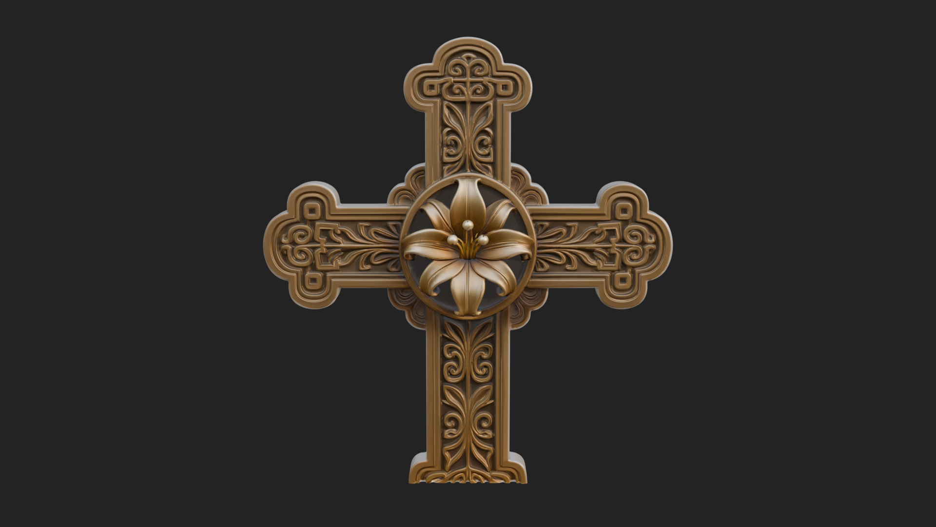 Carved Relief Wall Cross Design 438 3D Print Model 3D Model