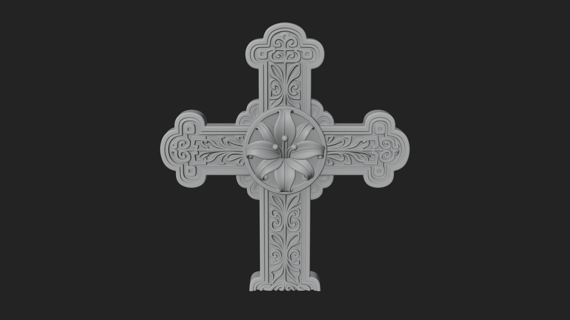 Carved Relief Wall Cross Design 438 3D Print Model 3D Model