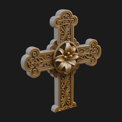 Carved Relief Wall Cross Design 438 3D Print Model