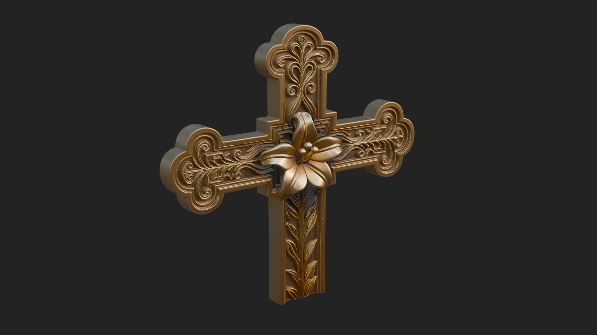 Carved Relief Wall Cross Design 439 3D Print Model 3D Model