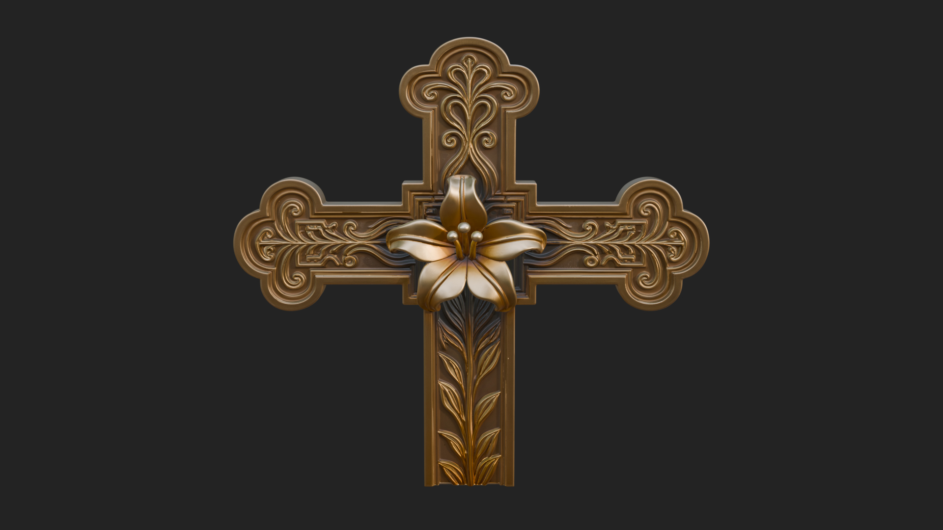 Carved Relief Wall Cross Design 439 3D Print Model 3D Model