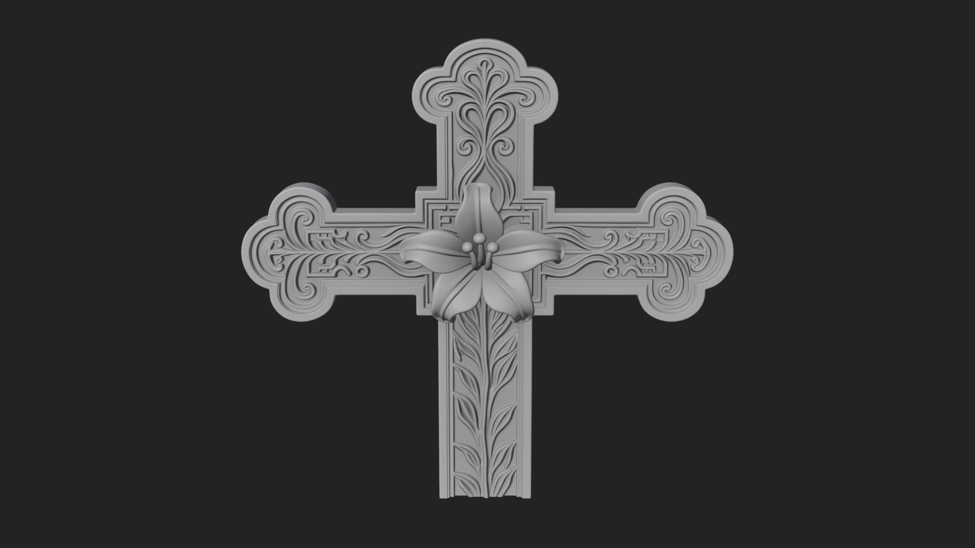 Carved Relief Wall Cross Design 439 3D Print Model 3D Model