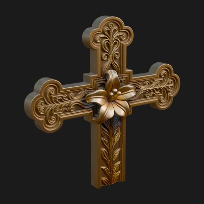 Carved Relief Wall Cross Design 439 3D Print Model
