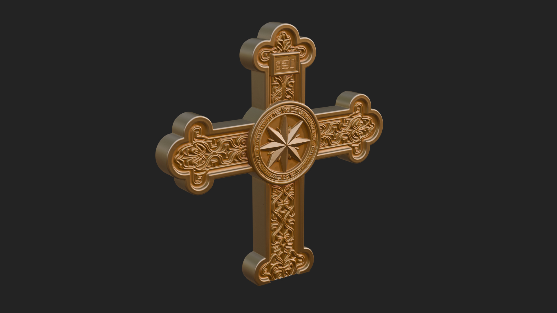 Carved Relief Wall Cross Design 44 3D Print Model 3D Model