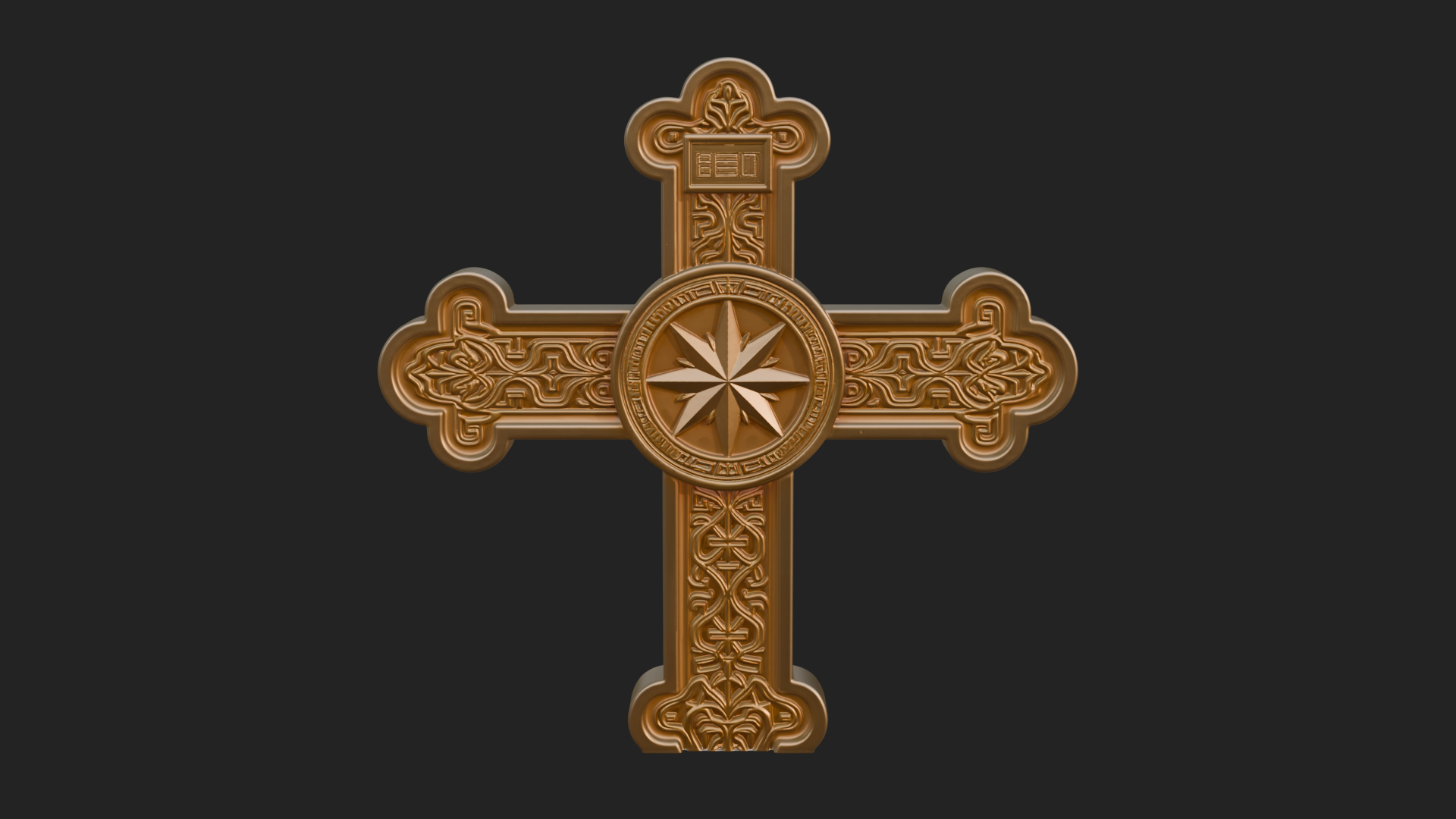 Carved Relief Wall Cross Design 44 3D Print Model 3D Model