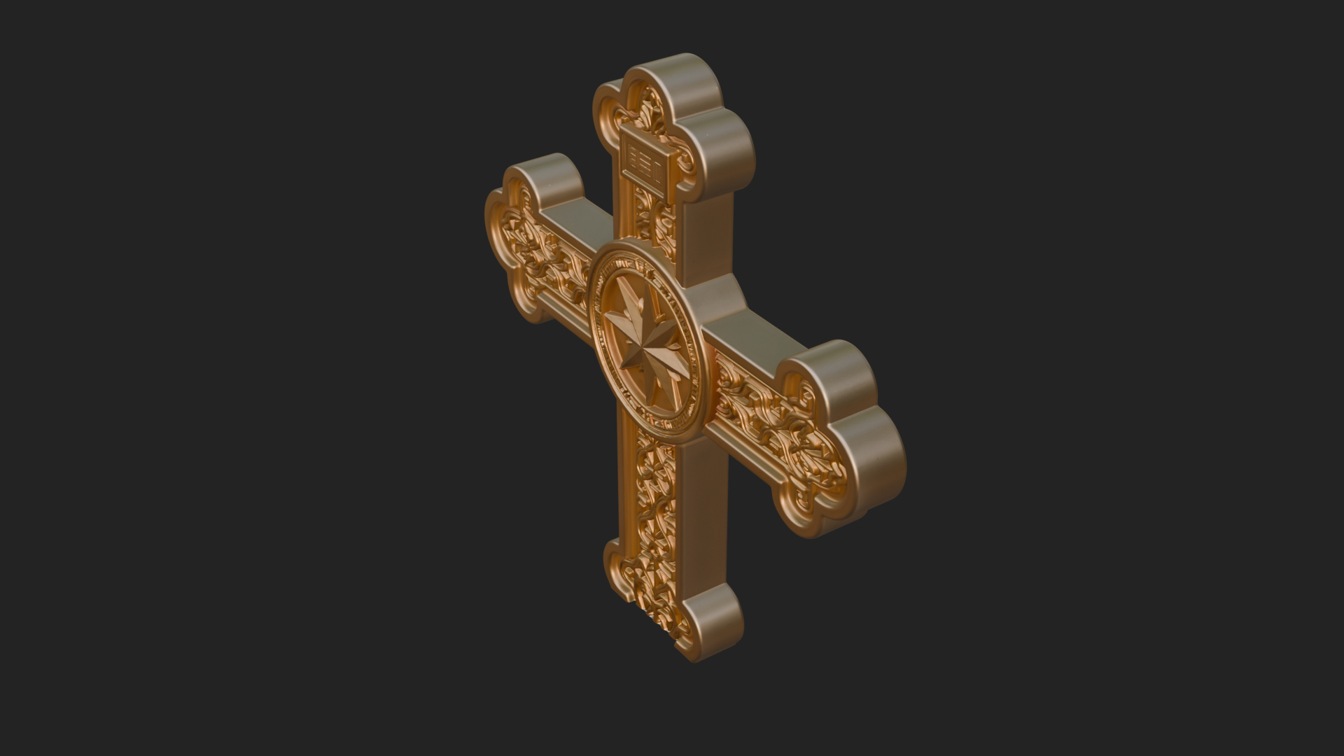 Carved Relief Wall Cross Design 44 3D Print Model 3D Model