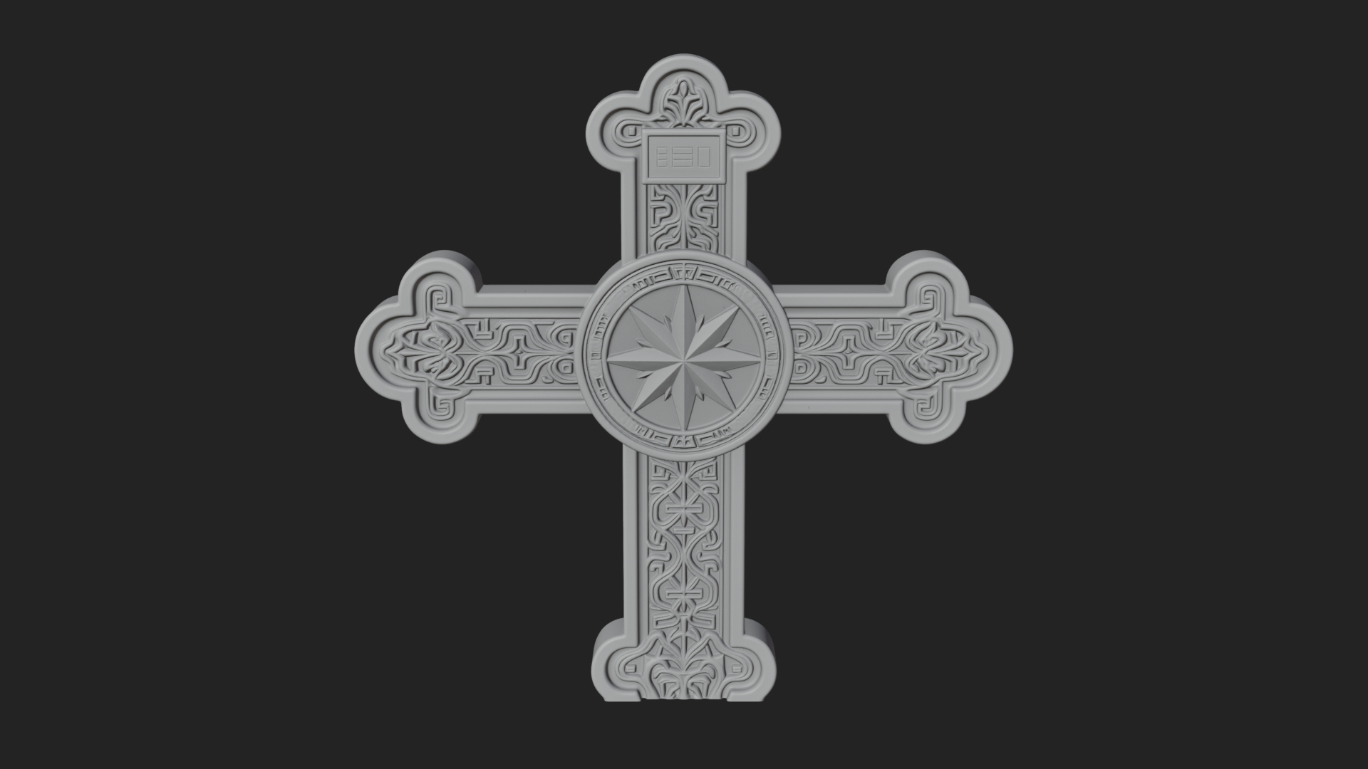 Carved Relief Wall Cross Design 44 3D Print Model 3D Model