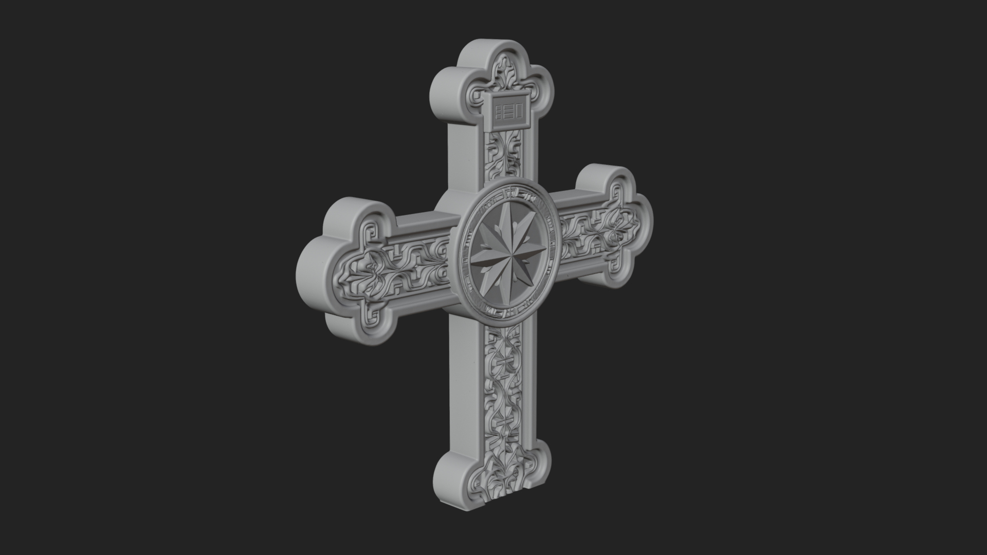Carved Relief Wall Cross Design 44 3D Print Model 3D Model