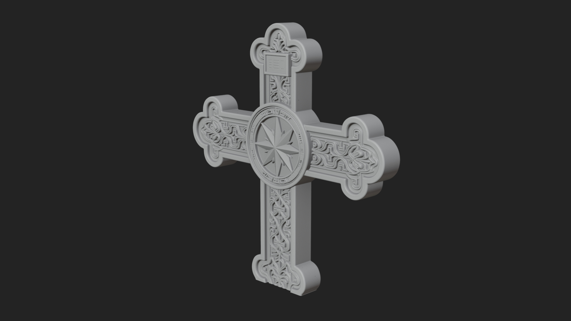 Carved Relief Wall Cross Design 44 3D Print Model 3D Model