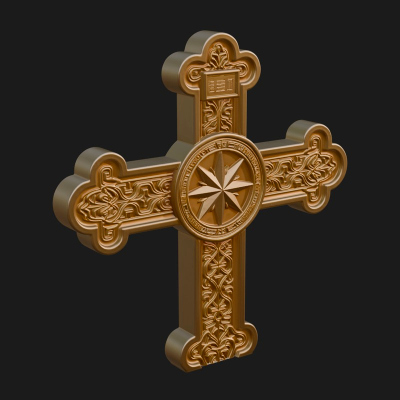 Carved Relief Wall Cross Design 44 3D Print Model