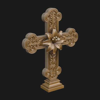 Carved Relief Wall Cross Design 440 3D Print Model