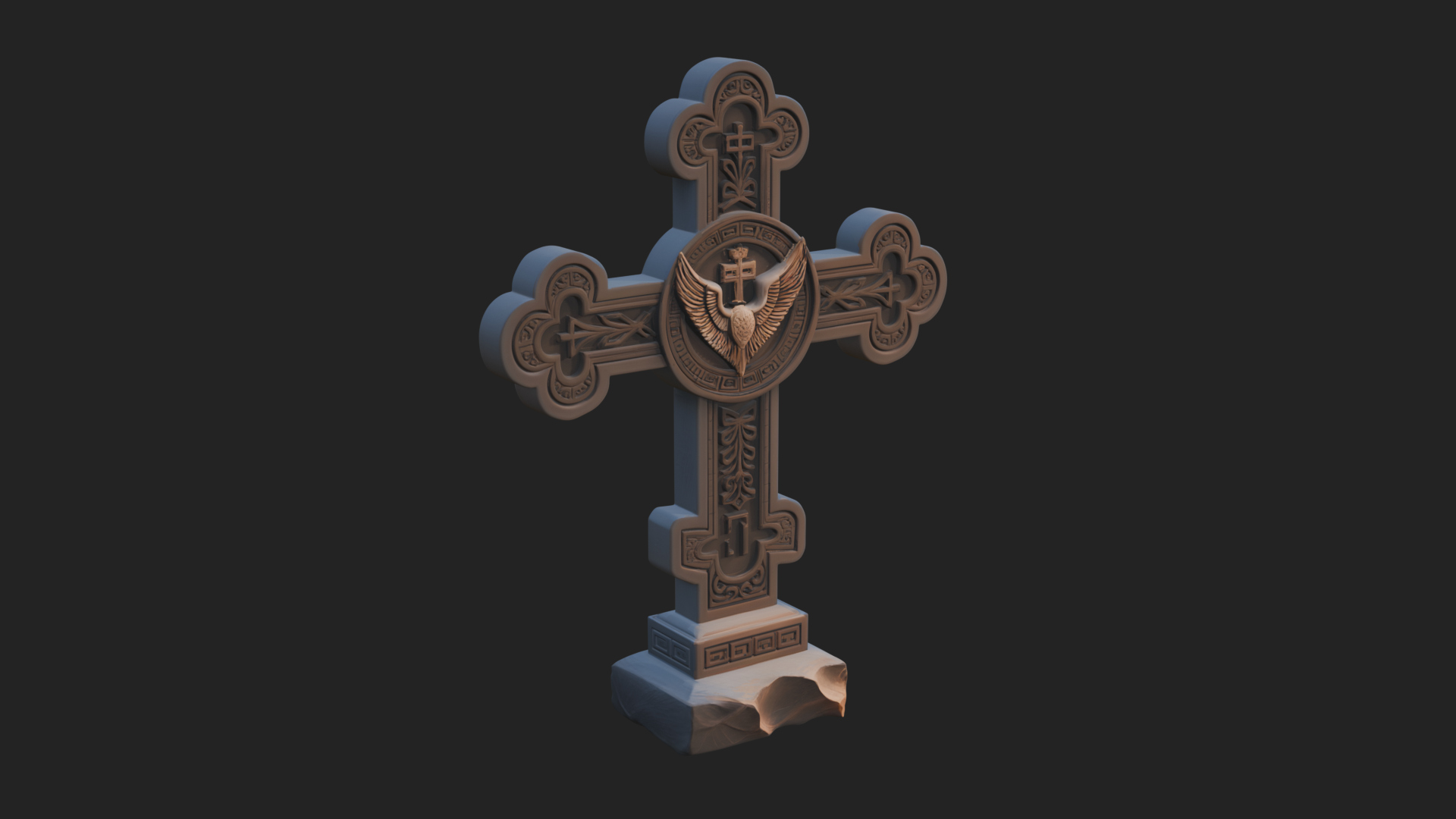 Carved Relief Wall Cross Design 442 3D Print Model 3D Model