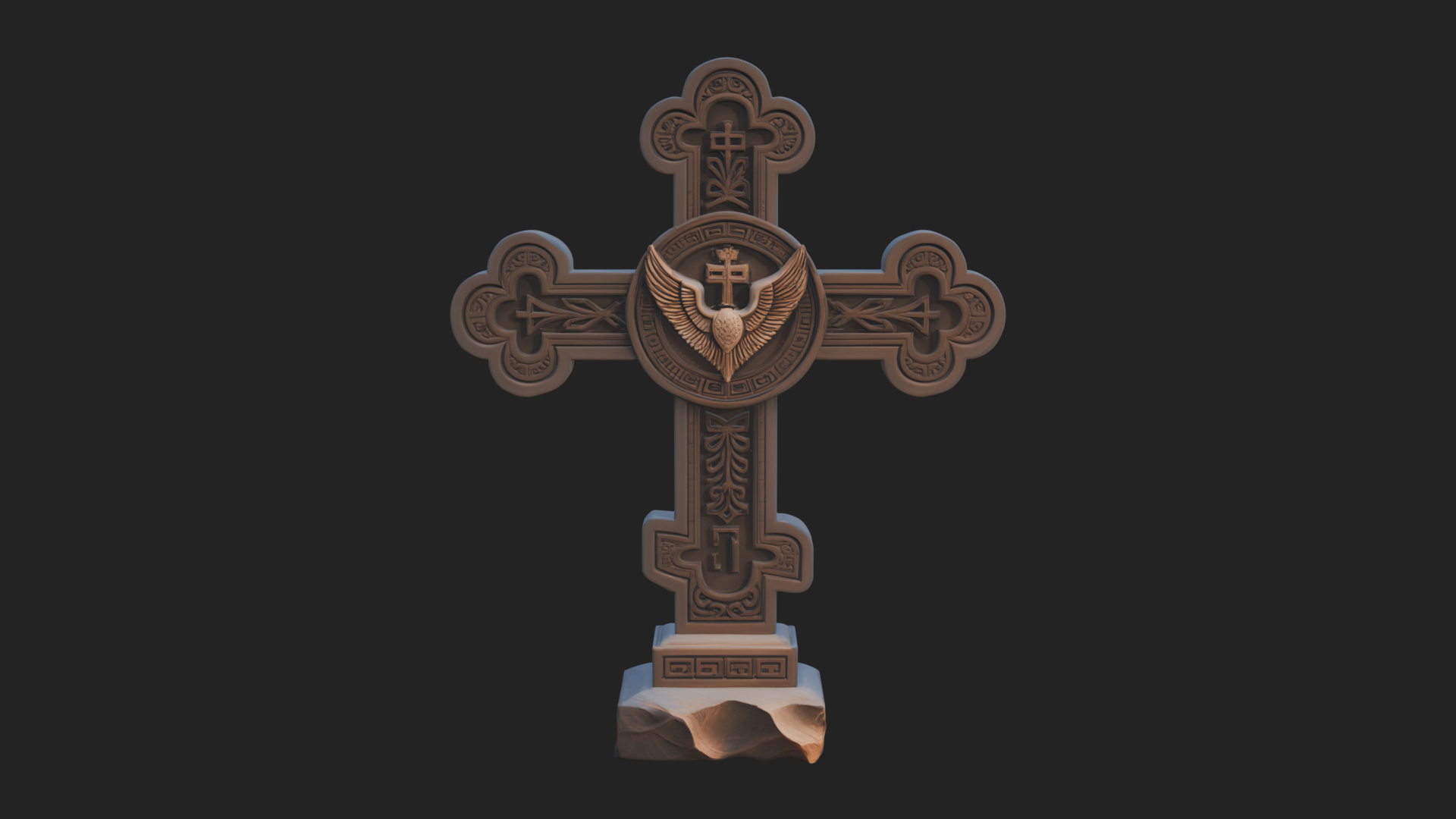 Carved Relief Wall Cross Design 442 3D Print Model 3D Model