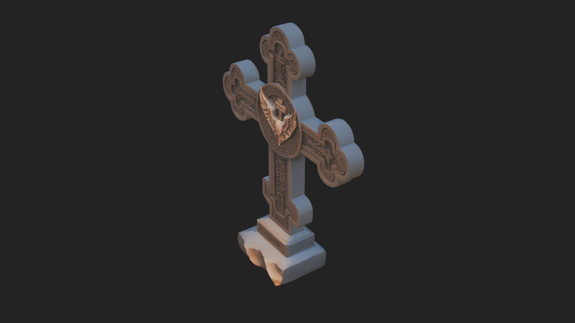 Carved Relief Wall Cross Design 442 3D Print Model 3D Model