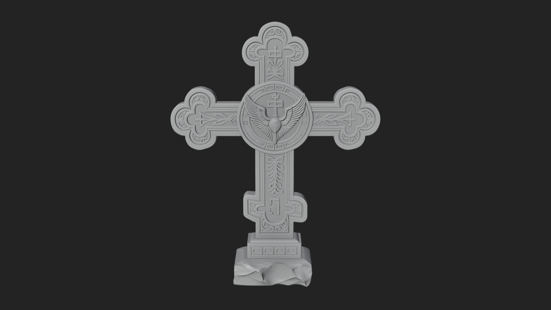 Carved Relief Wall Cross Design 442 3D Print Model 3D Model