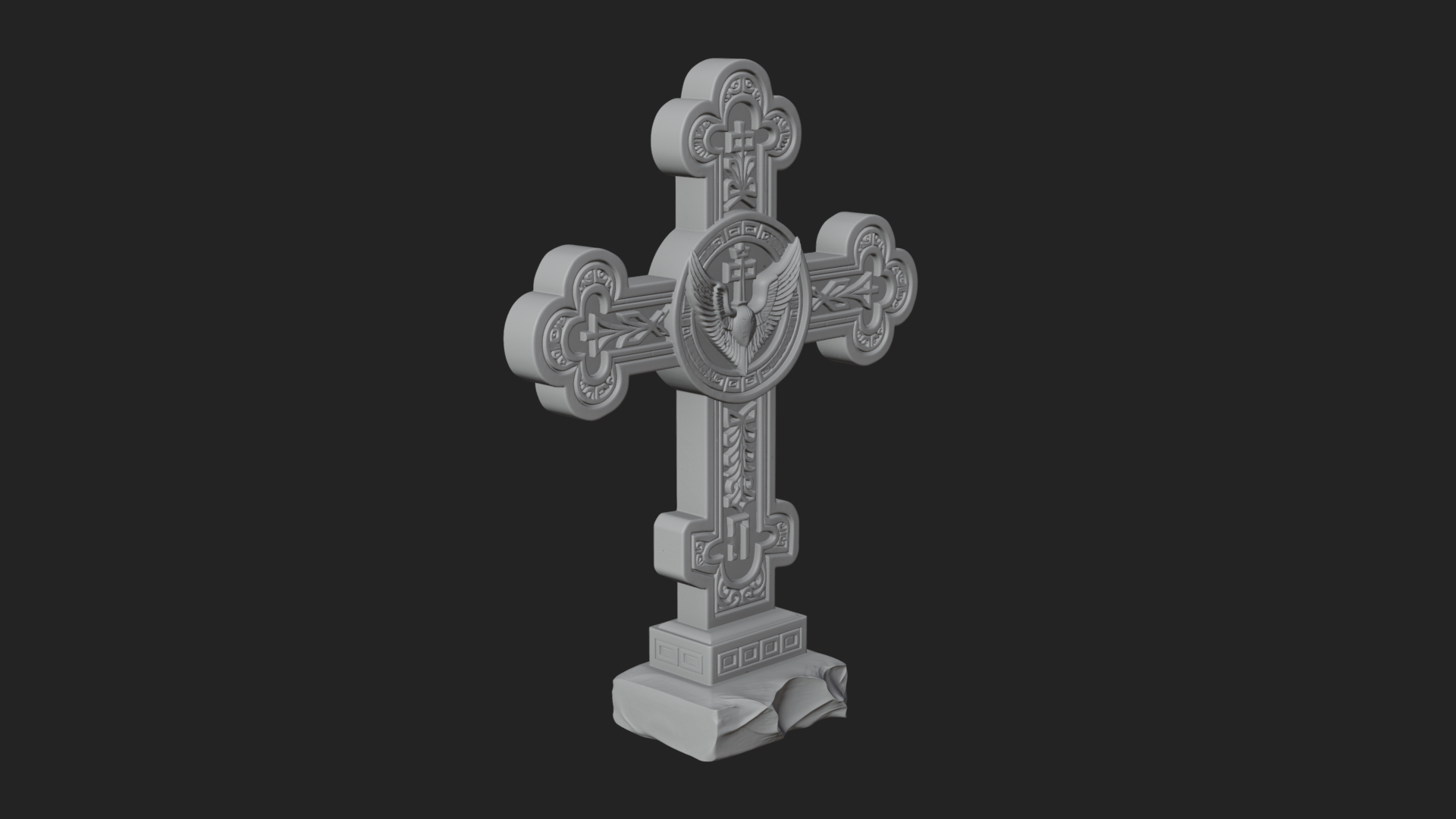 Carved Relief Wall Cross Design 442 3D Print Model 3D Model