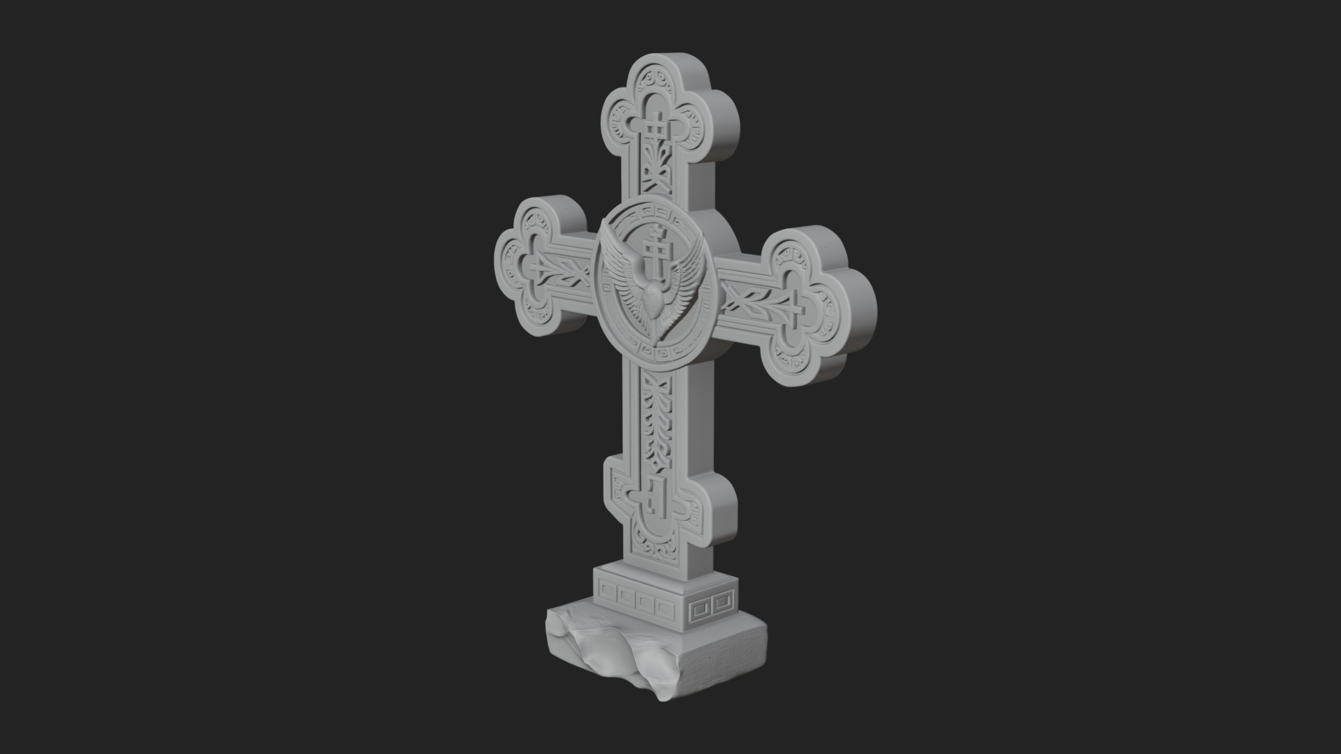 Carved Relief Wall Cross Design 442 3D Print Model 3D Model