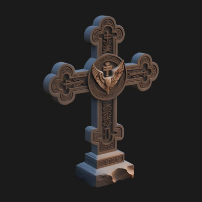 Carved Relief Wall Cross Design 442 3D Print Model