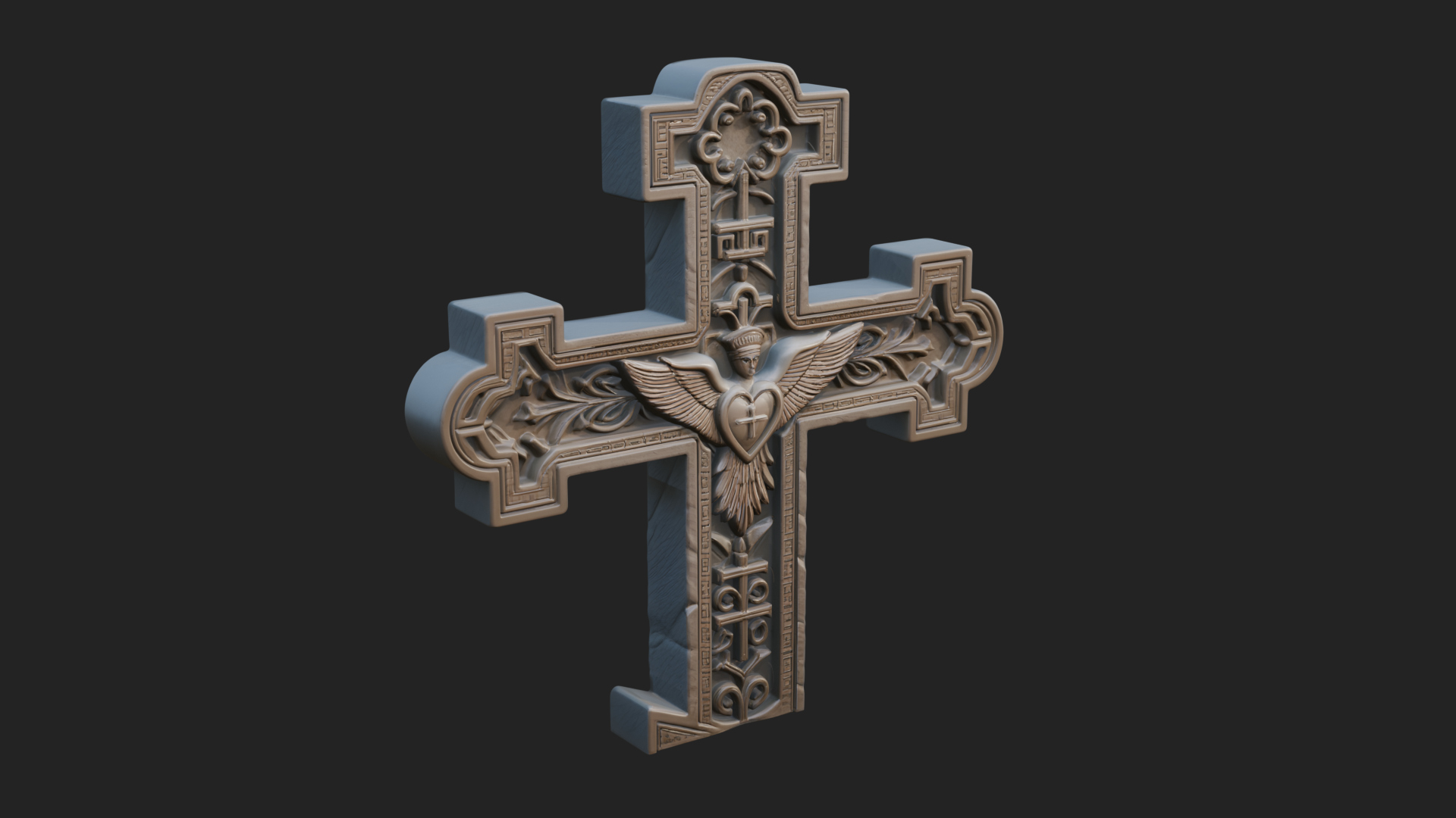 Carved Relief Wall Cross Design 443 3D Print Model 3D Model