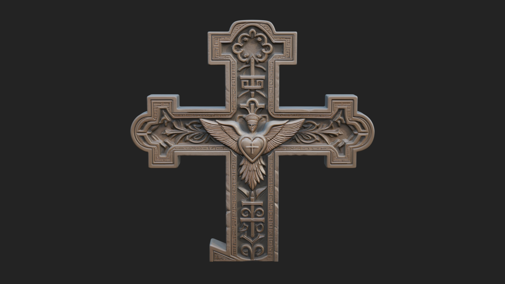 Carved Relief Wall Cross Design 443 3D Print Model 3D Model