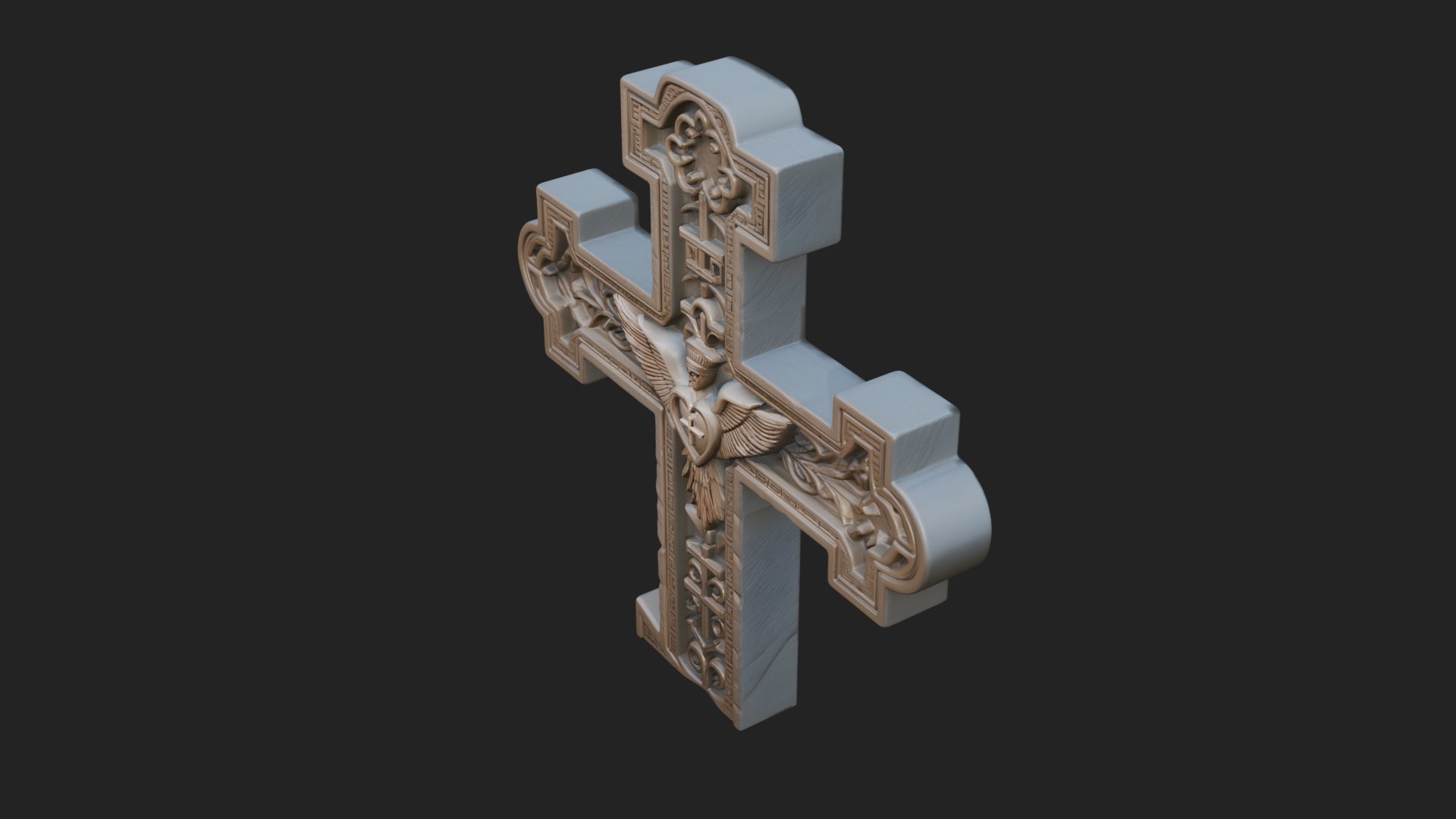 Carved Relief Wall Cross Design 443 3D Print Model 3D Model
