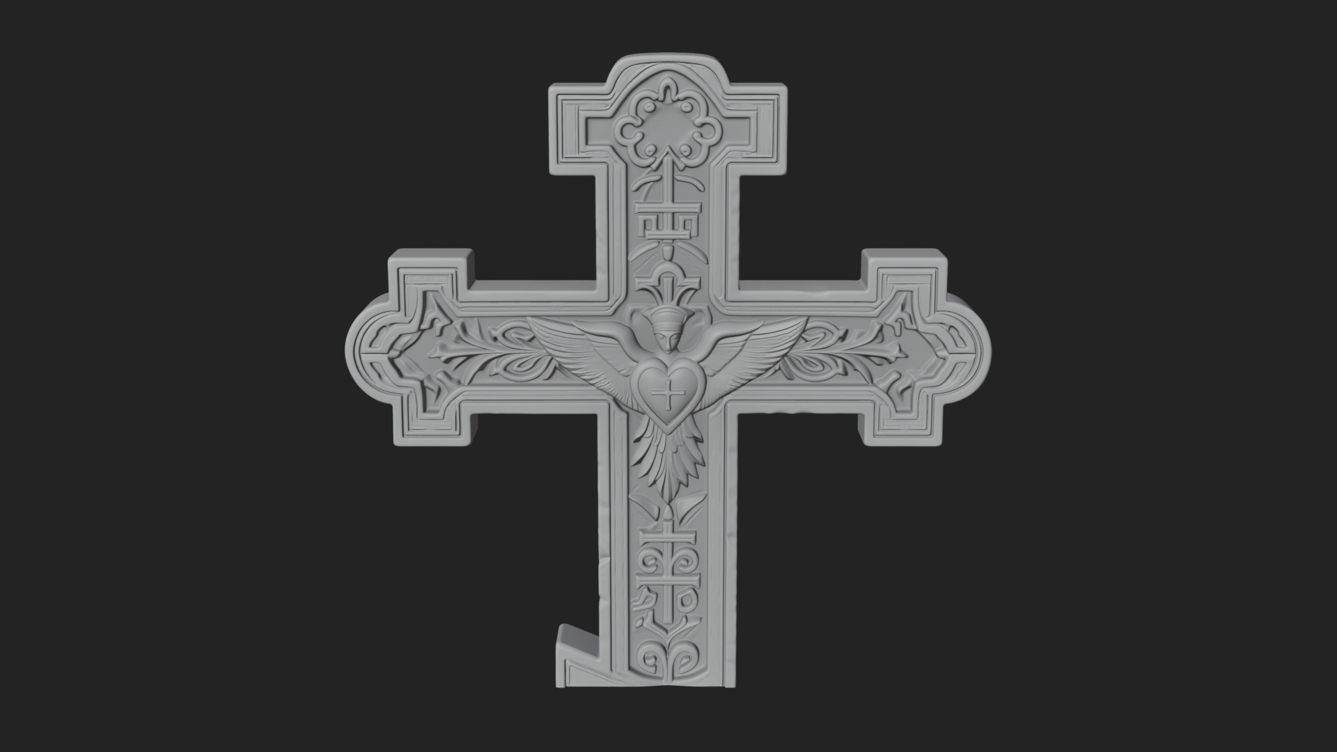 Carved Relief Wall Cross Design 443 3D Print Model 3D Model