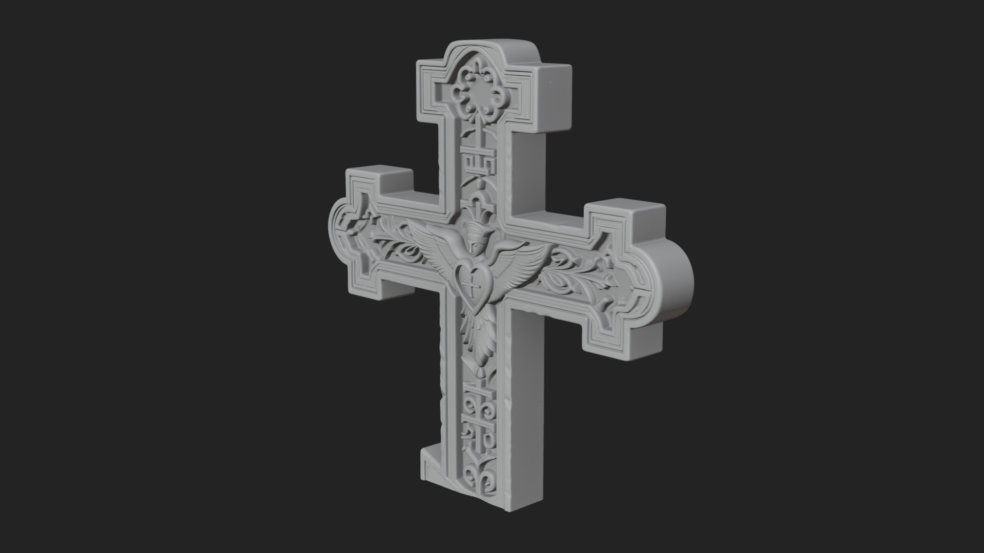 Carved Relief Wall Cross Design 443 3D Print Model 3D Model
