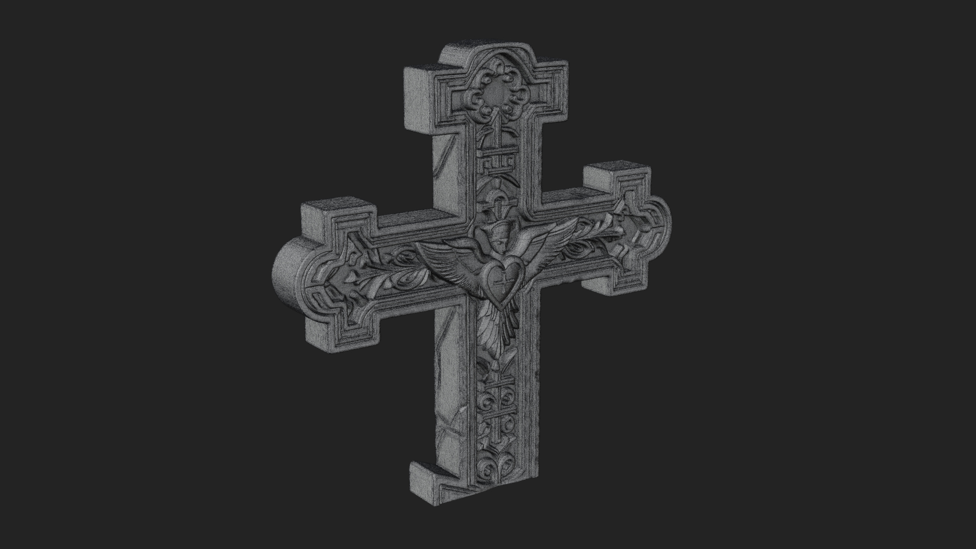 Carved Relief Wall Cross Design 443 3D Print Model 3D Model