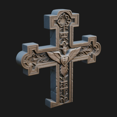 Carved Relief Wall Cross Design 443 3D Print Model