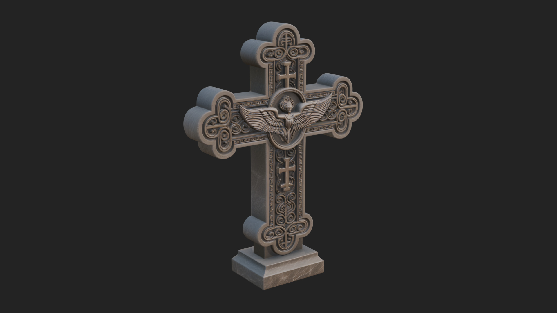 Carved Relief Wall Cross Design 444 3D Print Model 3D Model