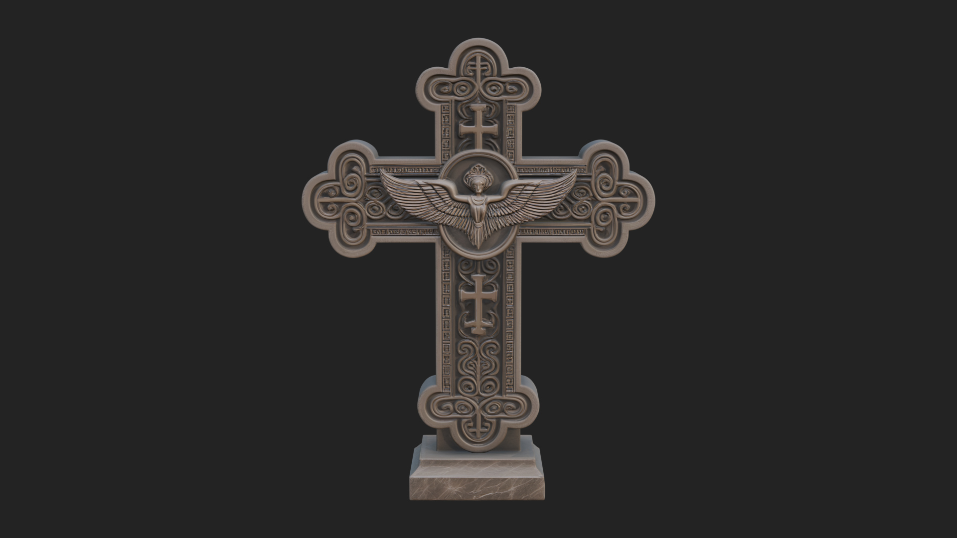 Carved Relief Wall Cross Design 444 3D Print Model 3D Model