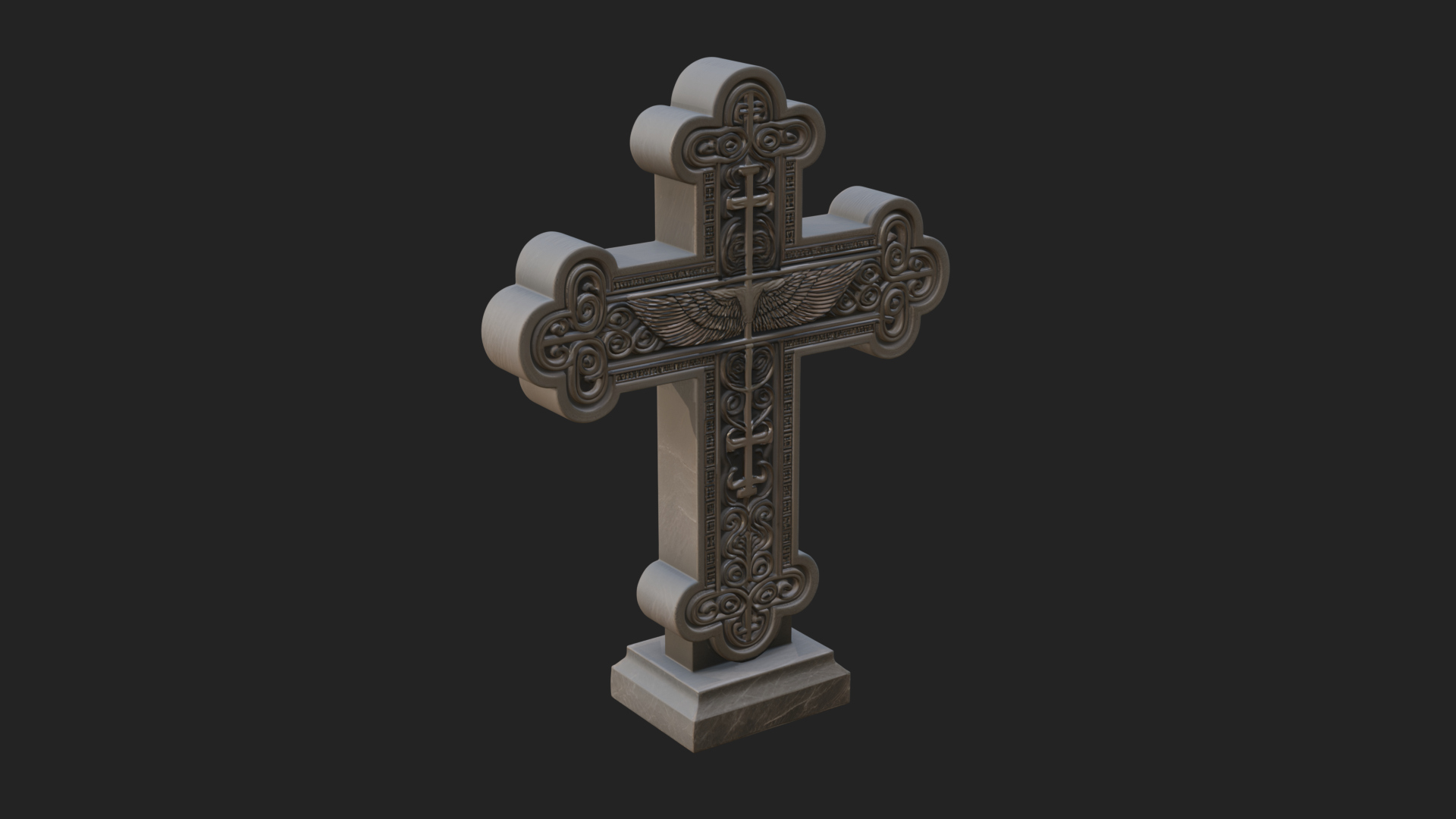 Carved Relief Wall Cross Design 444 3D Print Model 3D Model