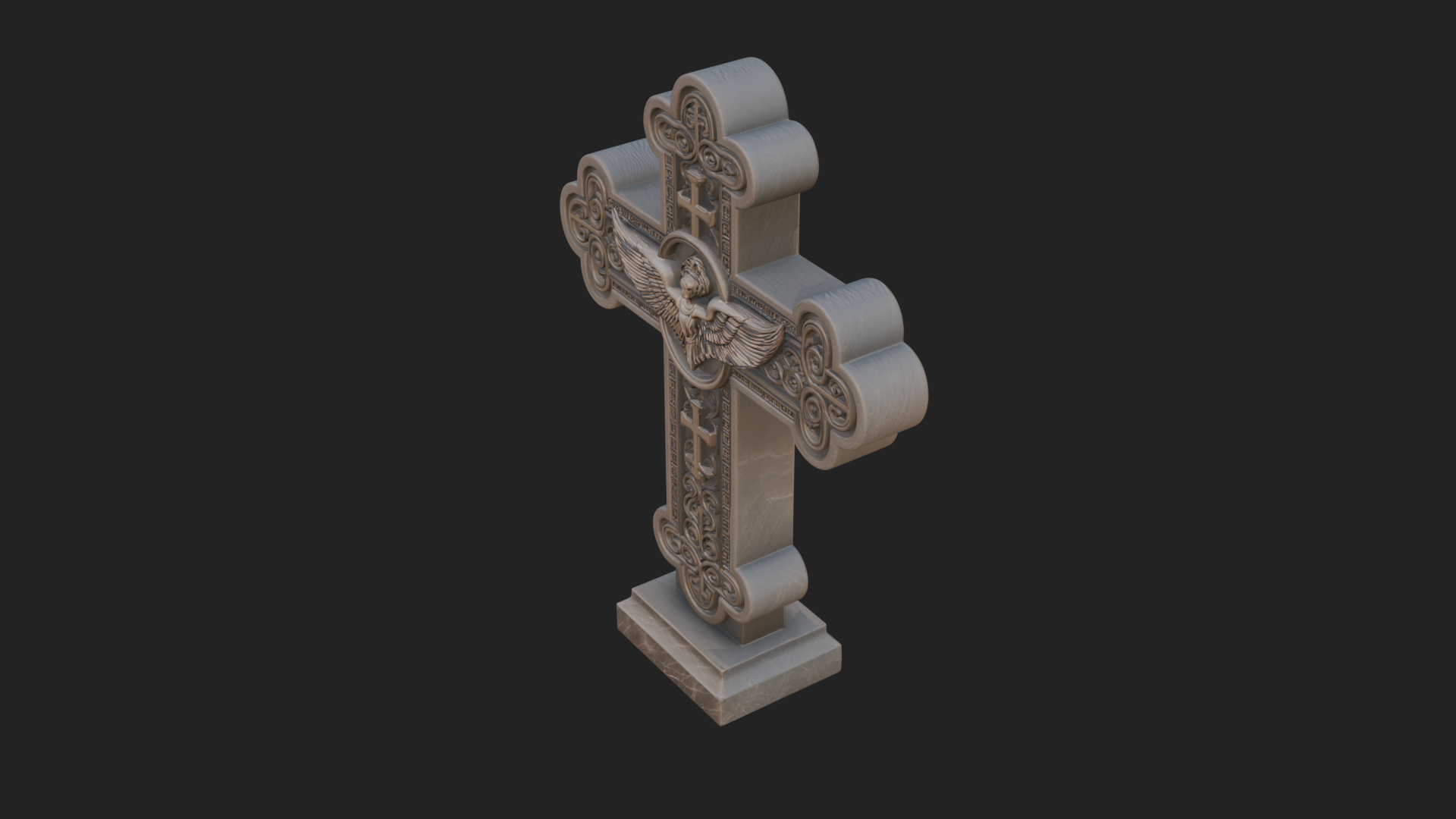 Carved Relief Wall Cross Design 444 3D Print Model 3D Model