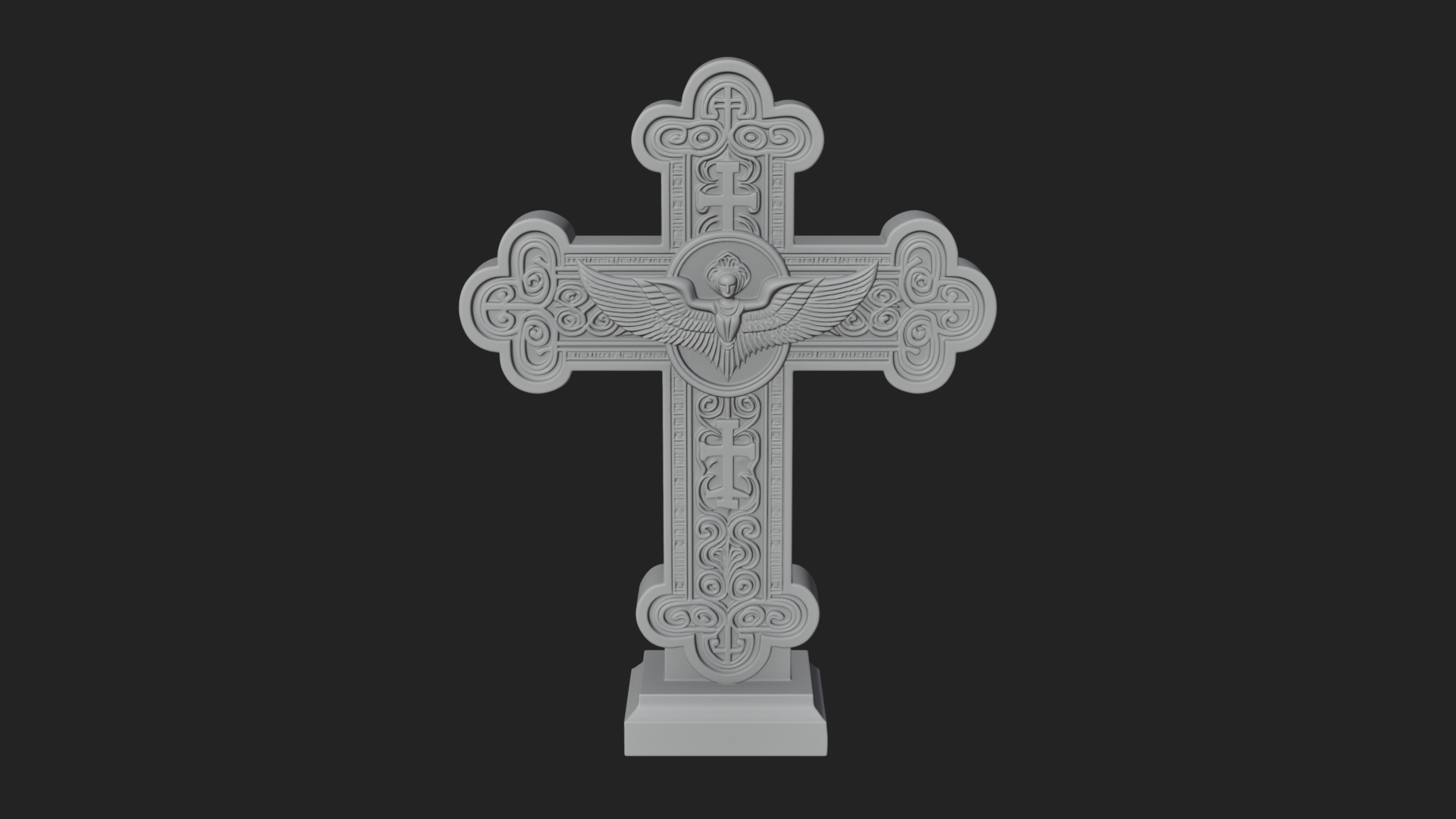Carved Relief Wall Cross Design 444 3D Print Model 3D Model