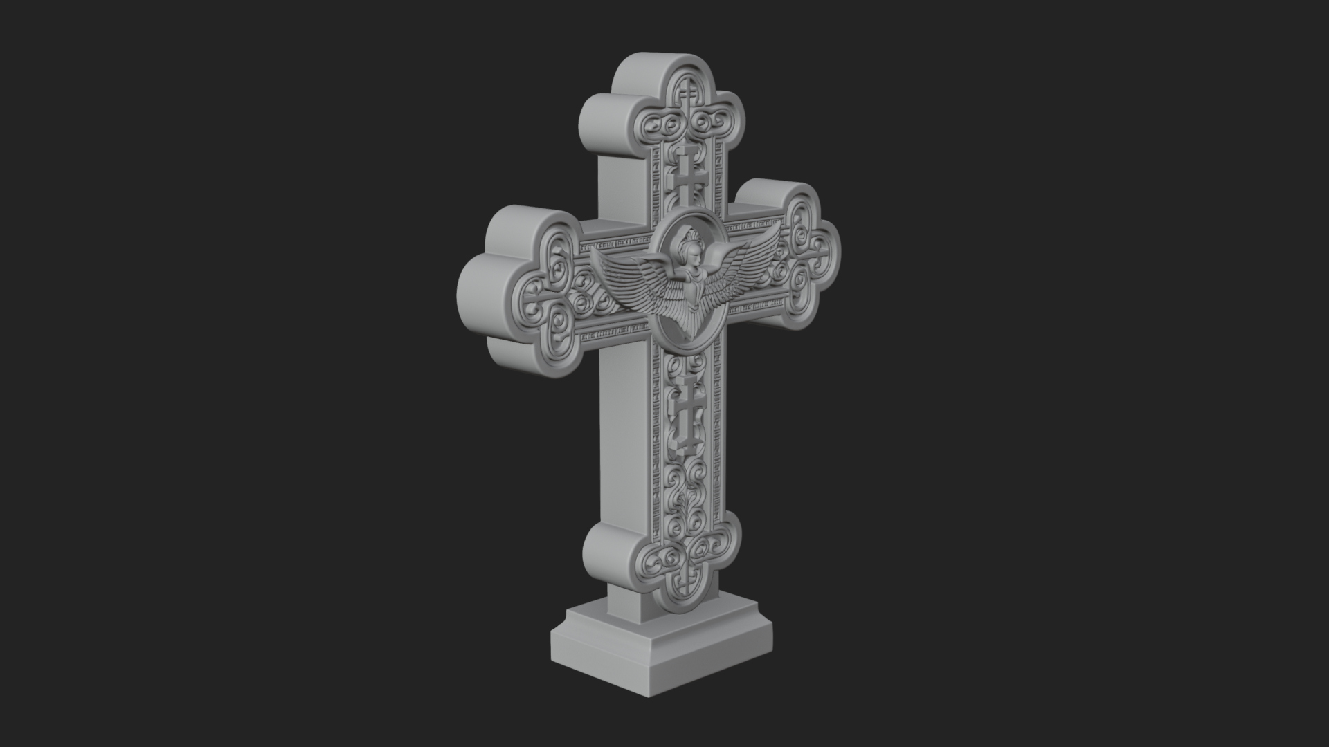Carved Relief Wall Cross Design 444 3D Print Model 3D Model